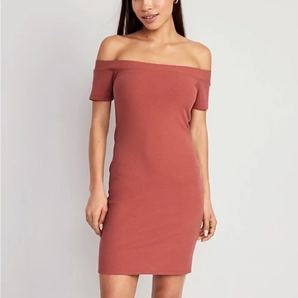 Old Navy Dresses & Skirts - 10. NWT Old Navy Rust Color Off-Shoulder Ribbed Bodycon Mini Dress
